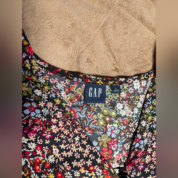 GAP - Floral V-Neck Puff Sleeve Maxi Dress -Size L - Picture 6 of 13